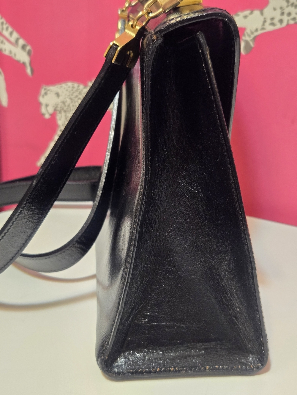 Vintage Bally Black Leather Top-Handle Bag With Strap. - Picture 4 of 16